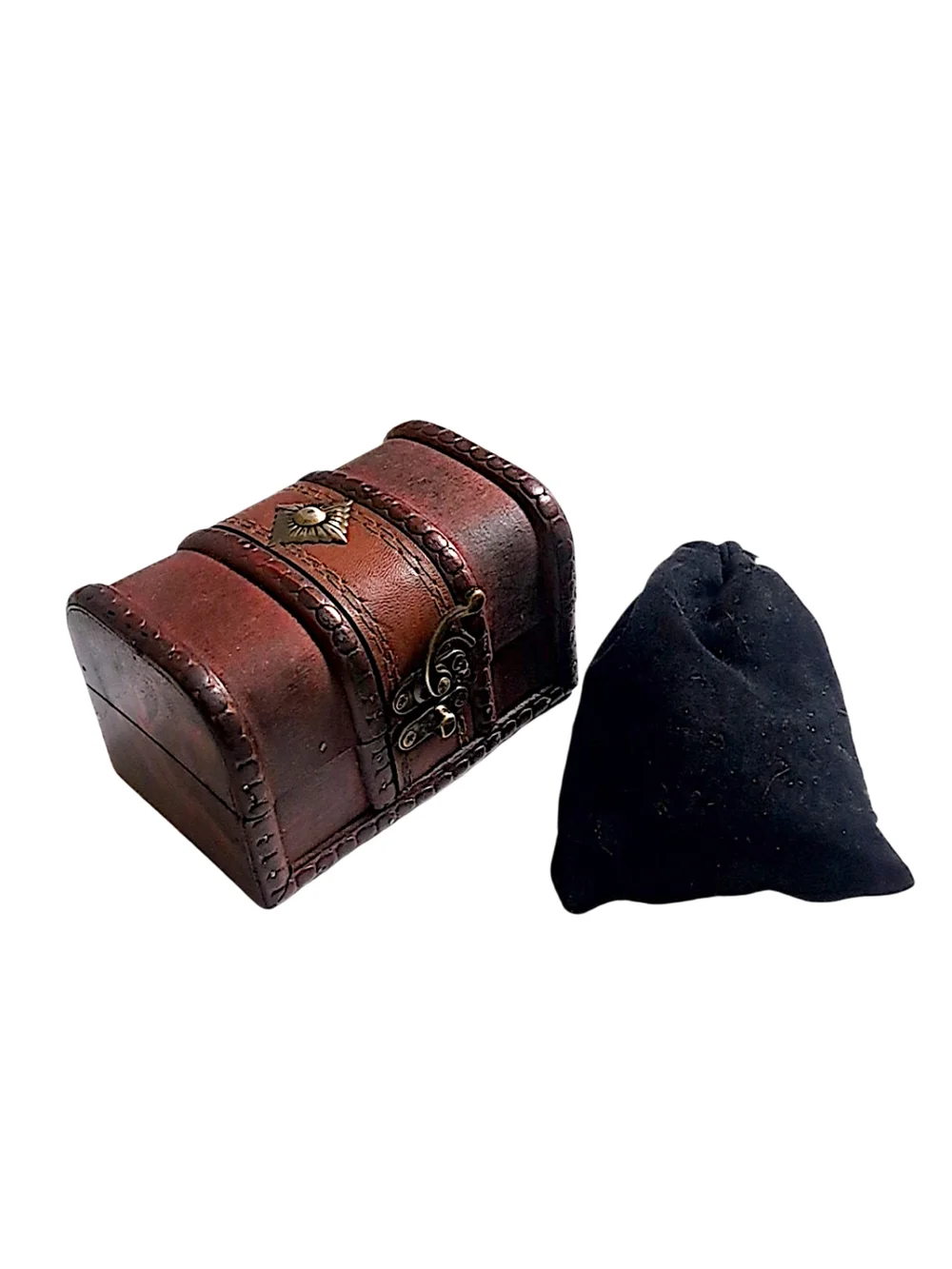 Treasure Chest w/ 19 Rose Quartz Polished Stones & Velvet Bag Various Sizes NWT